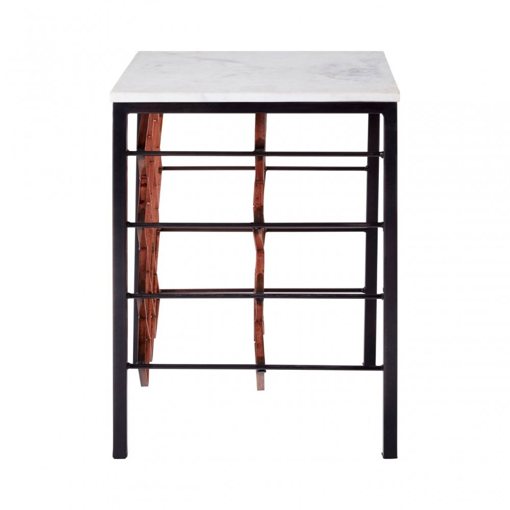 Hamish White Marble / Iron Table, Iron, Marble, White