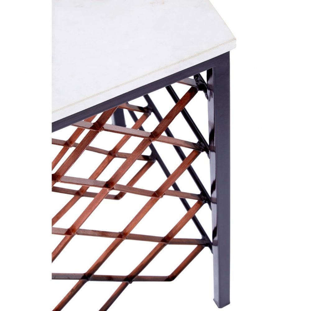 Hamish White Marble / Iron Table, Iron, Marble, White