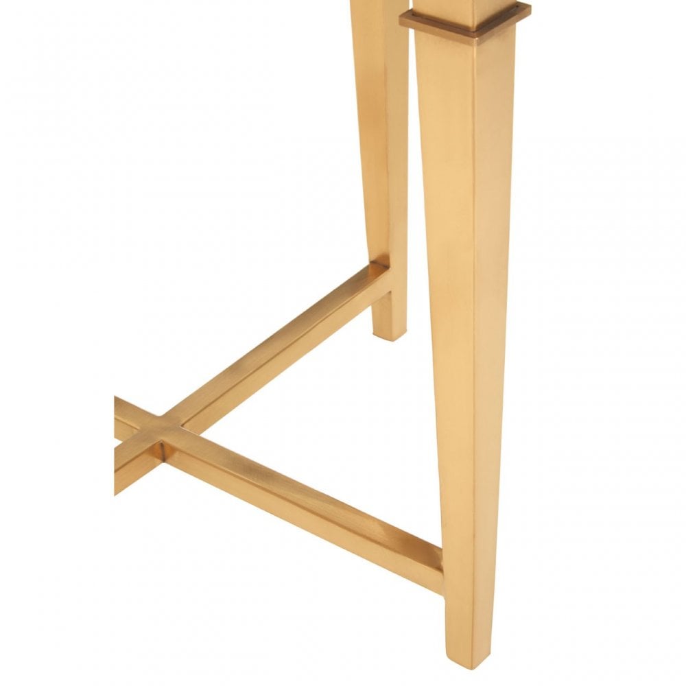 Camperian Round Gold Finish Side Table, Marble, Stainless Steel, Gold