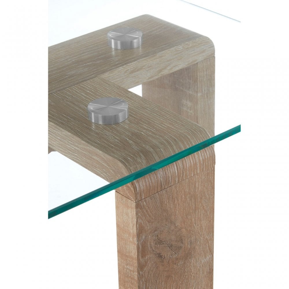 Barton Side Table Clr, Wood, Tempered Glass, Natural