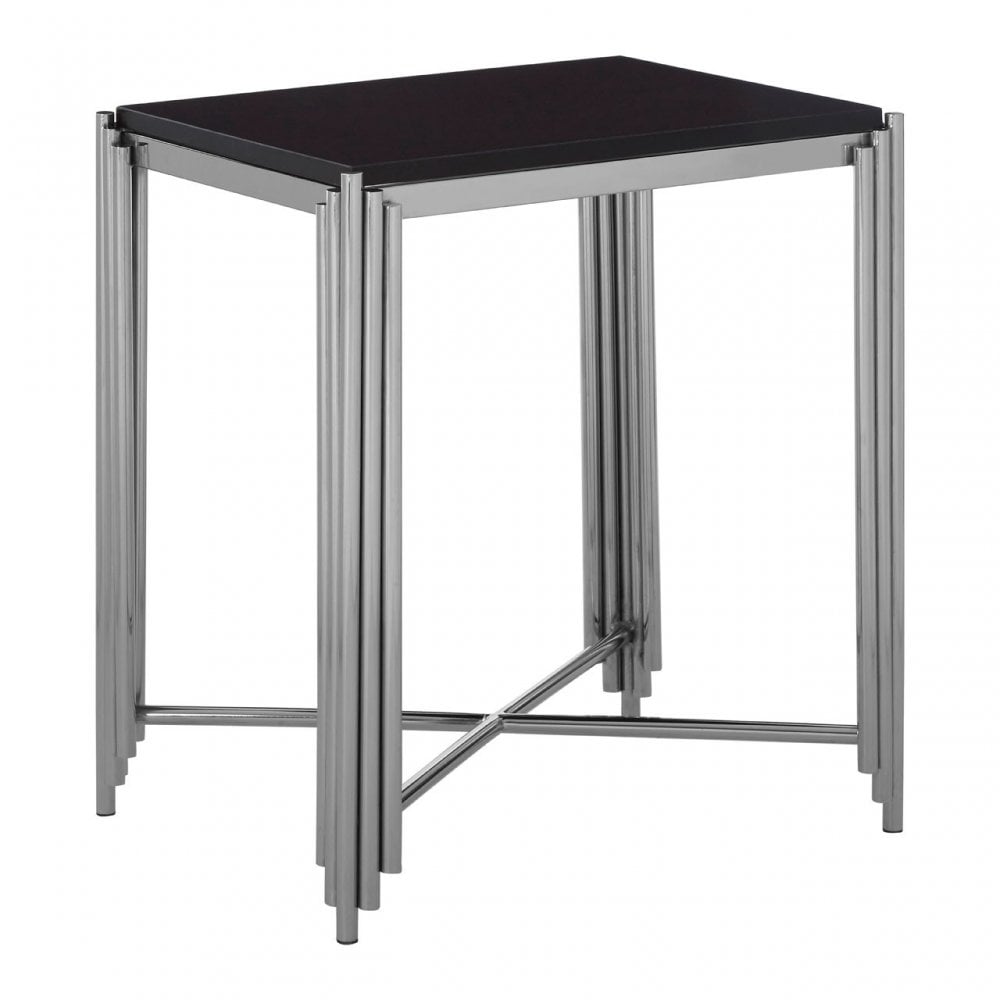 Clarice Side Table, Granite, Stainless Steel, Black