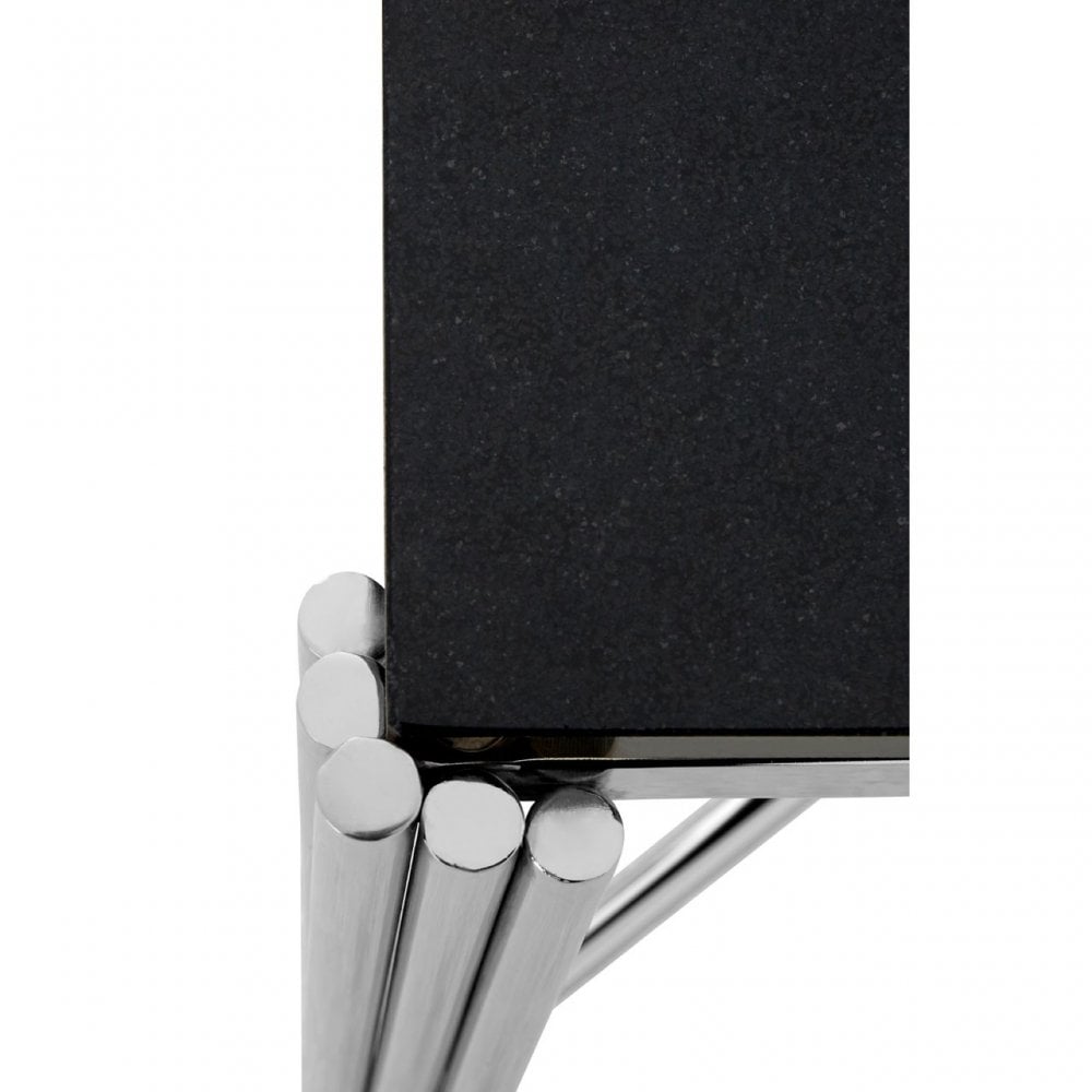 Clarice Side Table, Granite, Stainless Steel, Black