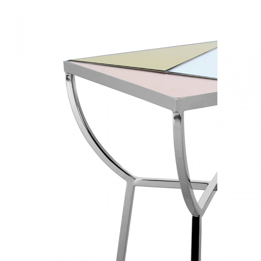 Sudia Square Side Table, Mirrored Glass, Stainless Steel