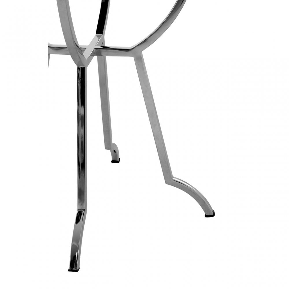 Sudia Round Side Table, Mirrored Glass, Stainless Steel