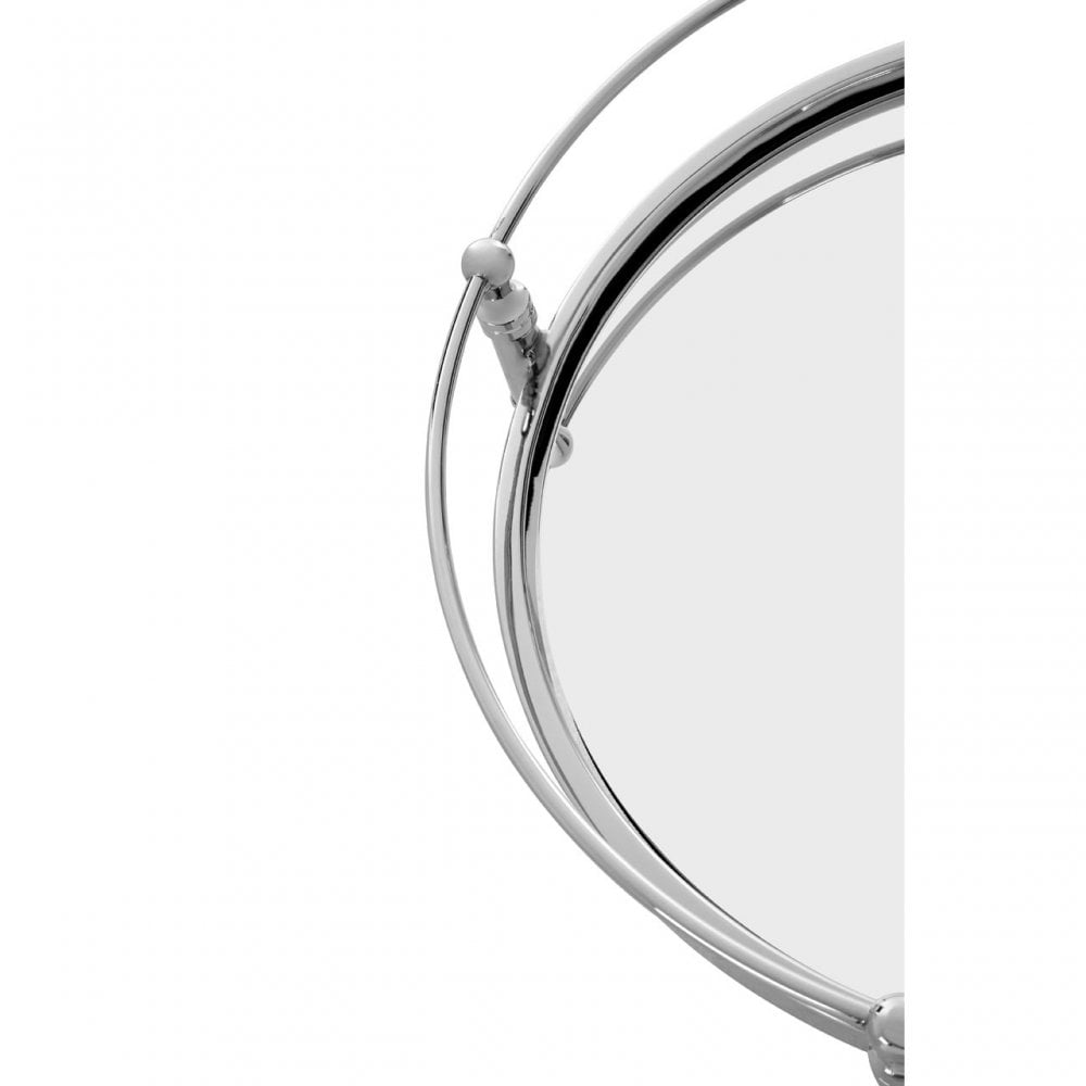 Zach Round Side Table, Aluminium, Brass, Mirrored Glass, Stainless Steel, Silver