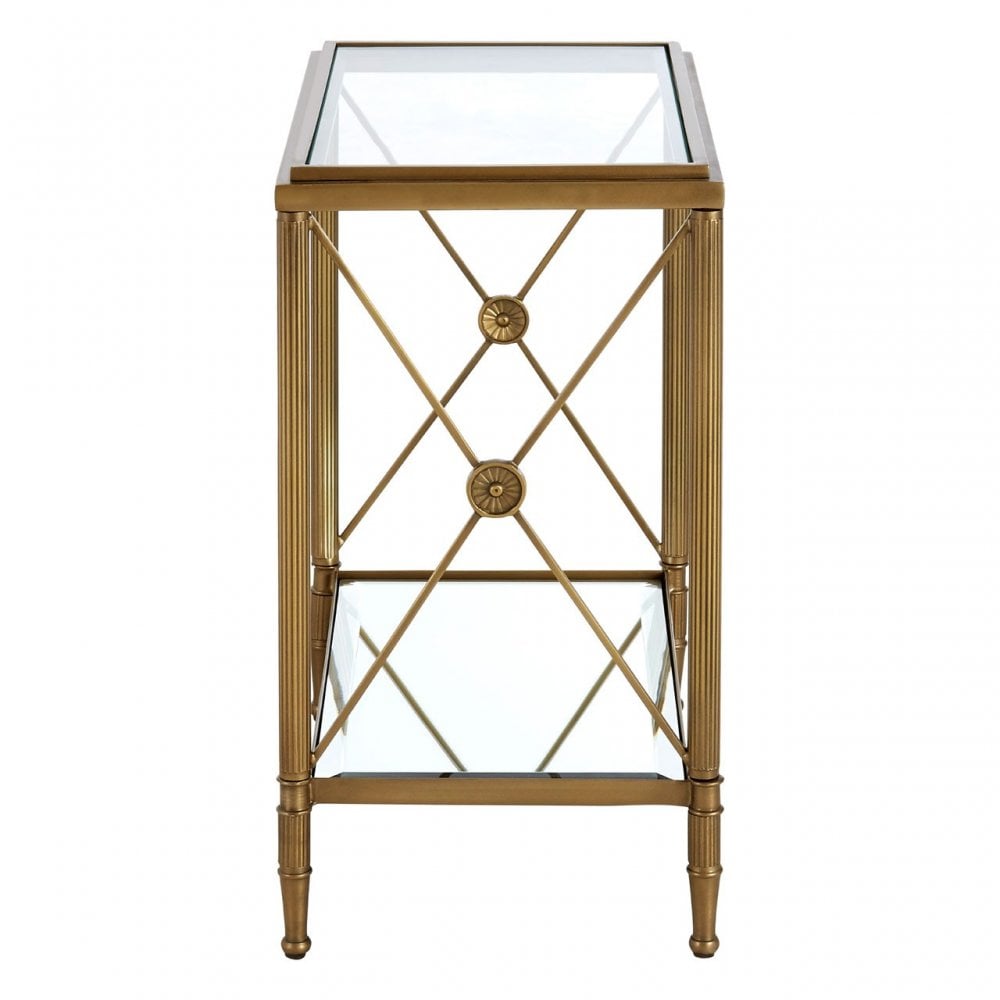 Hushie Rectangular Side Table, Aluminium, Brass, Glass, Iron, Mirrored Glass, Brass