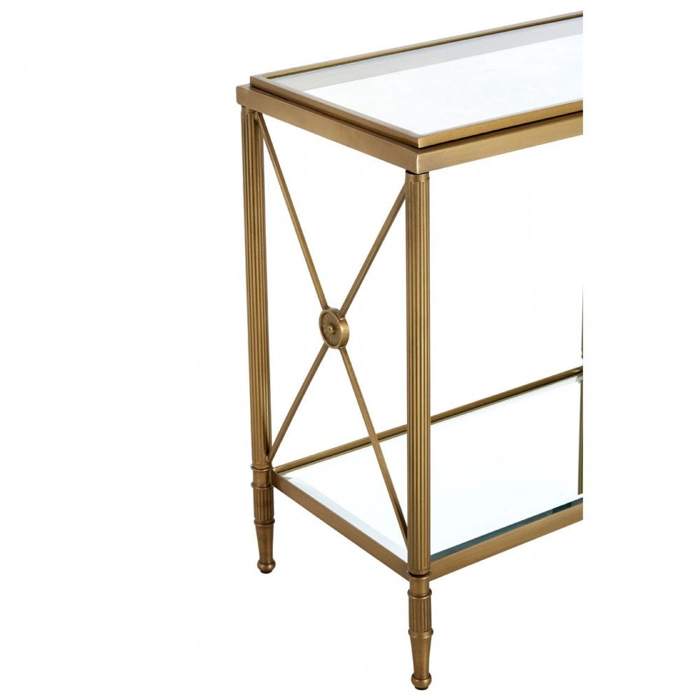 Hushie Rectangular Side Table, Aluminium, Brass, Glass, Iron, Mirrored Glass, Brass