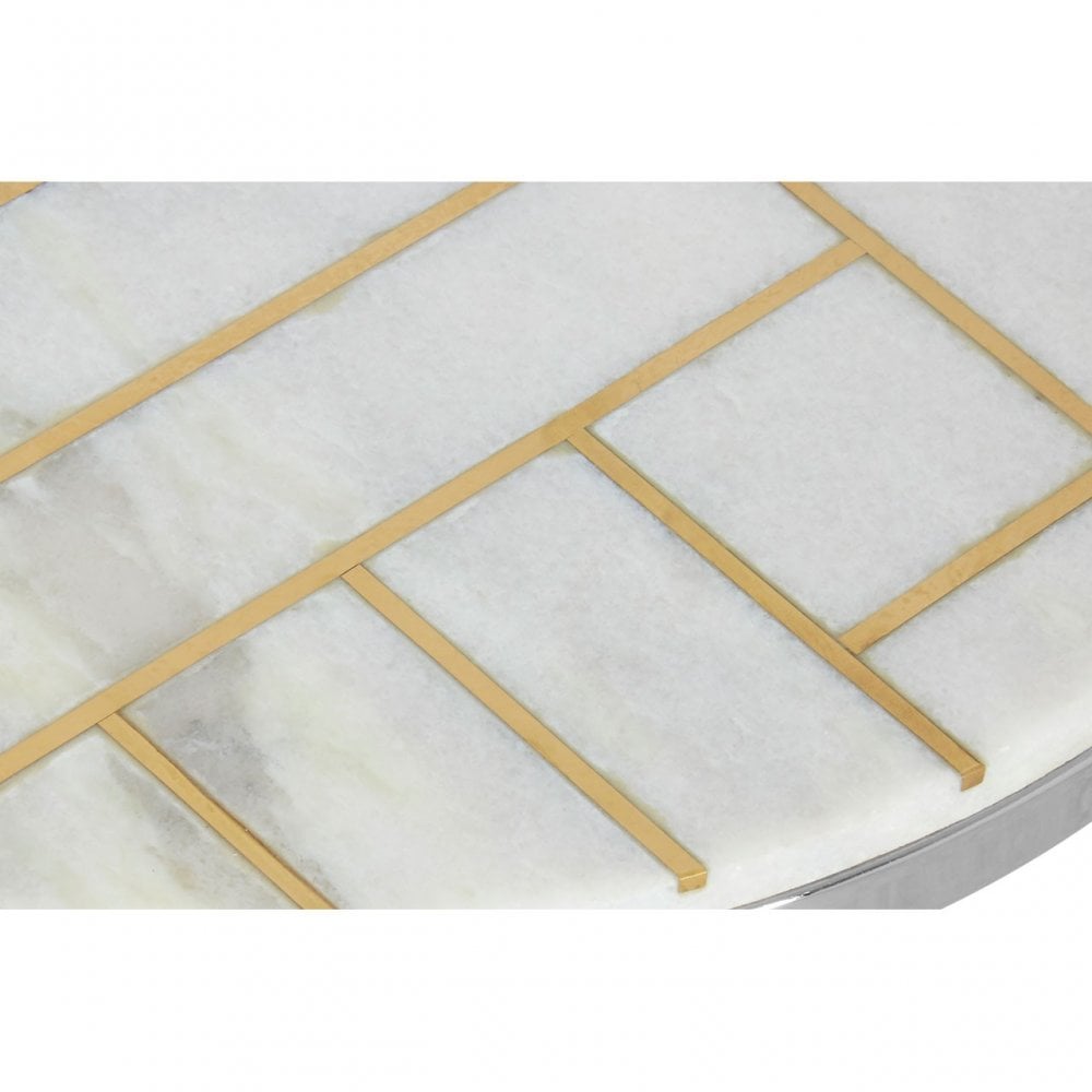 Eva Side Table, Marble, Stainless Steel, White