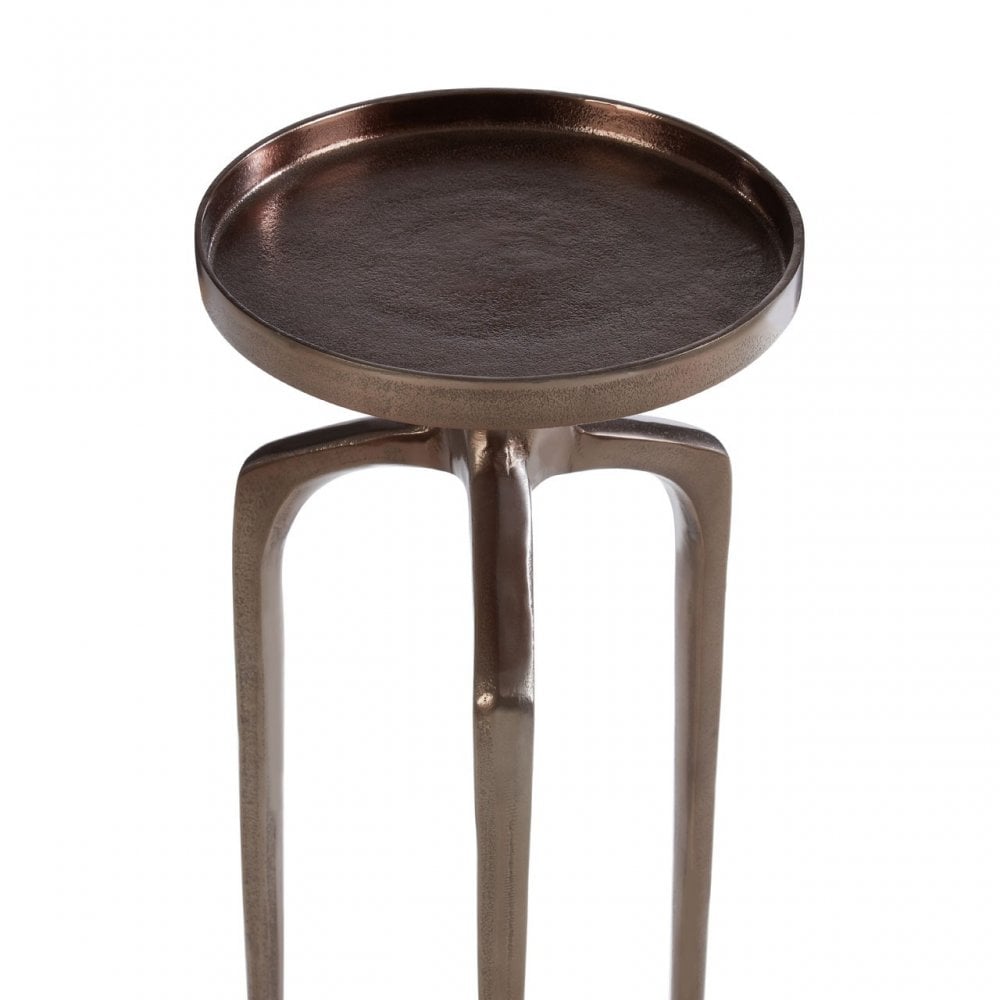 Diren Rough Bronze Finish Side Table, Aluminium, Bronze