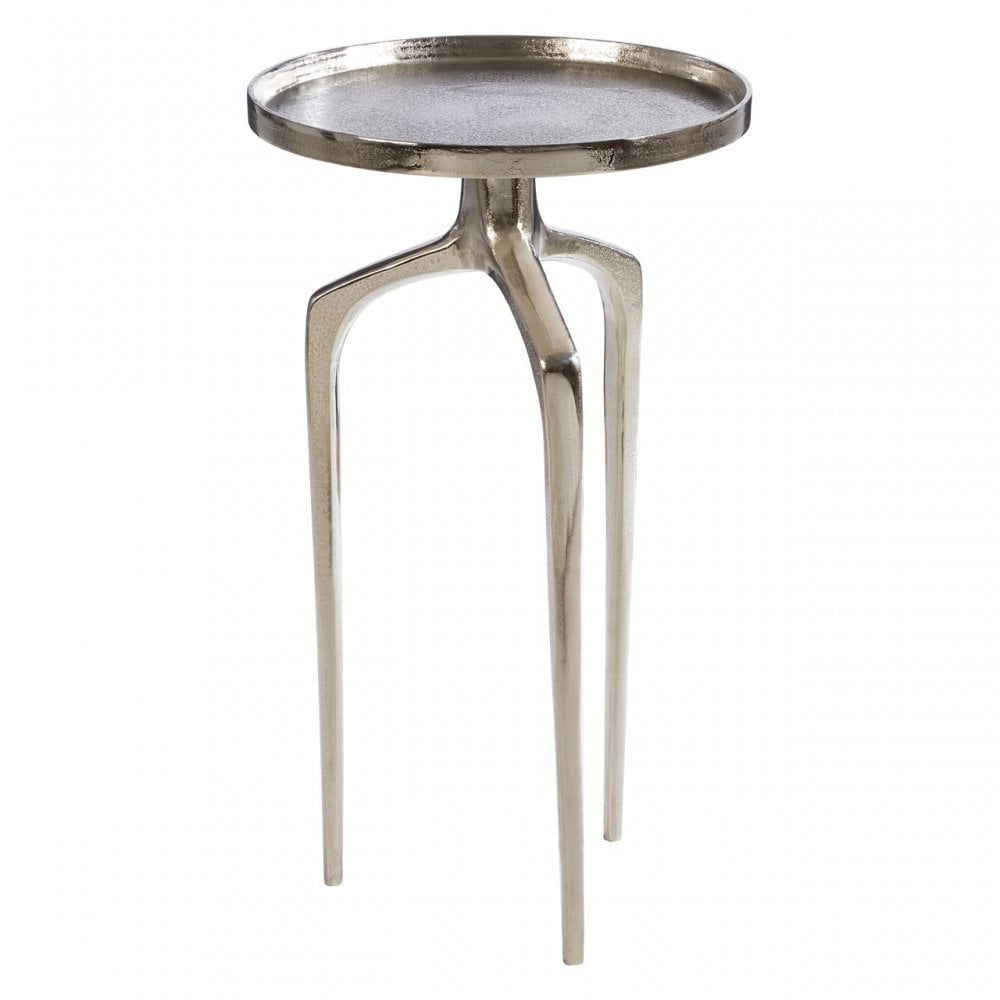 Diren Rough Nickel Finish Side Table, Aluminium, Silver