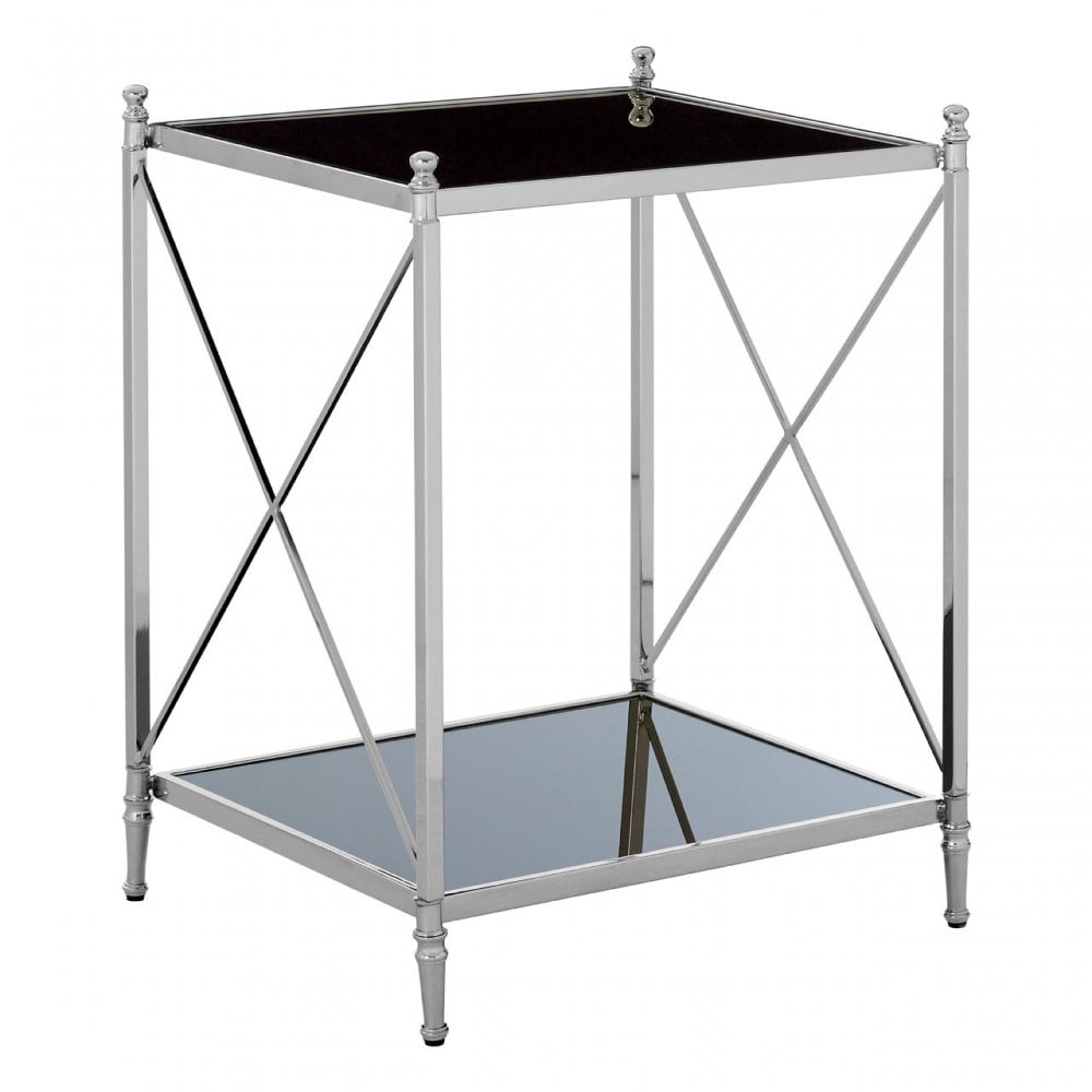 Hoffmann Side Table, Aluminium, Mirrored Glass, Stainless Steel, Black