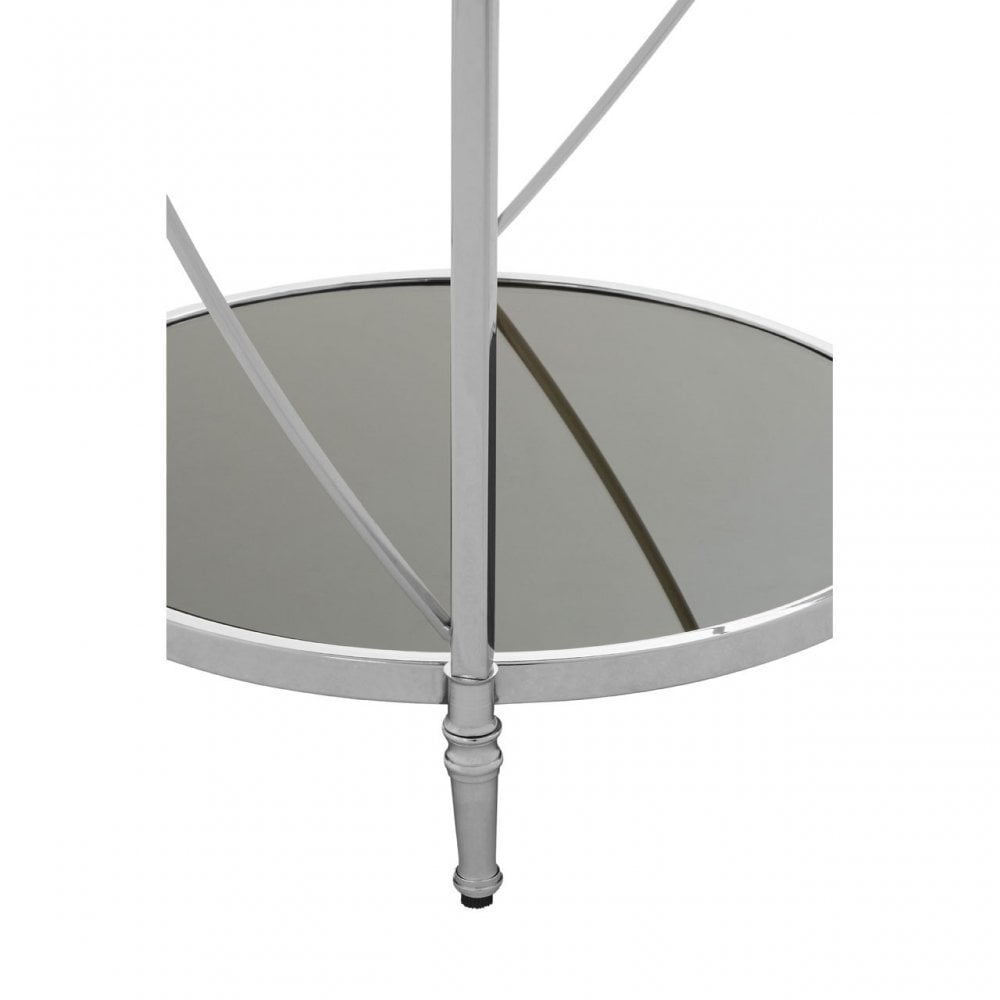 Hoffmann Round Side Table, Aluminium, Mirrored Glass, Stainless Steel, Black