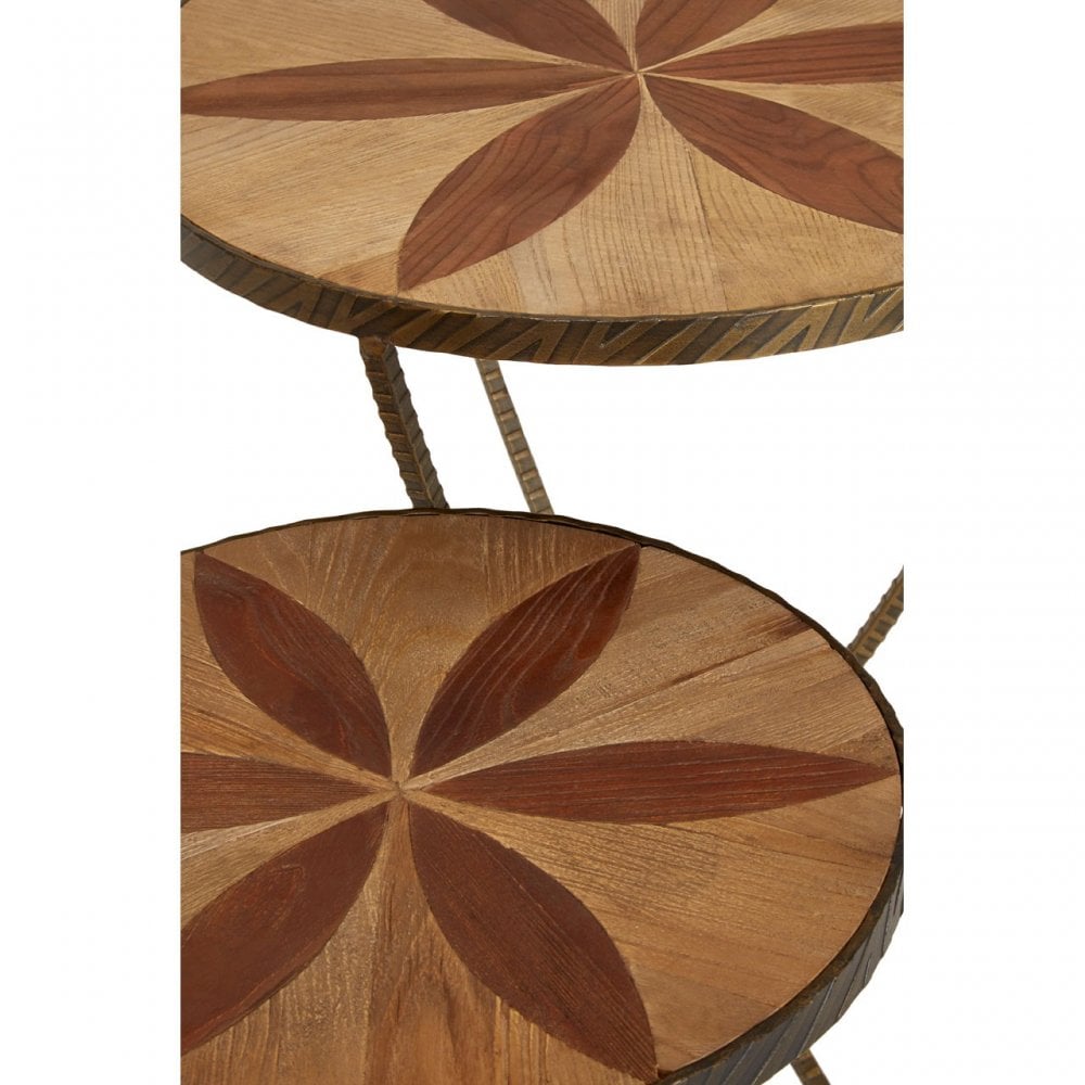 Elmo Large Side Table, Elm Wood, Iron, Brown