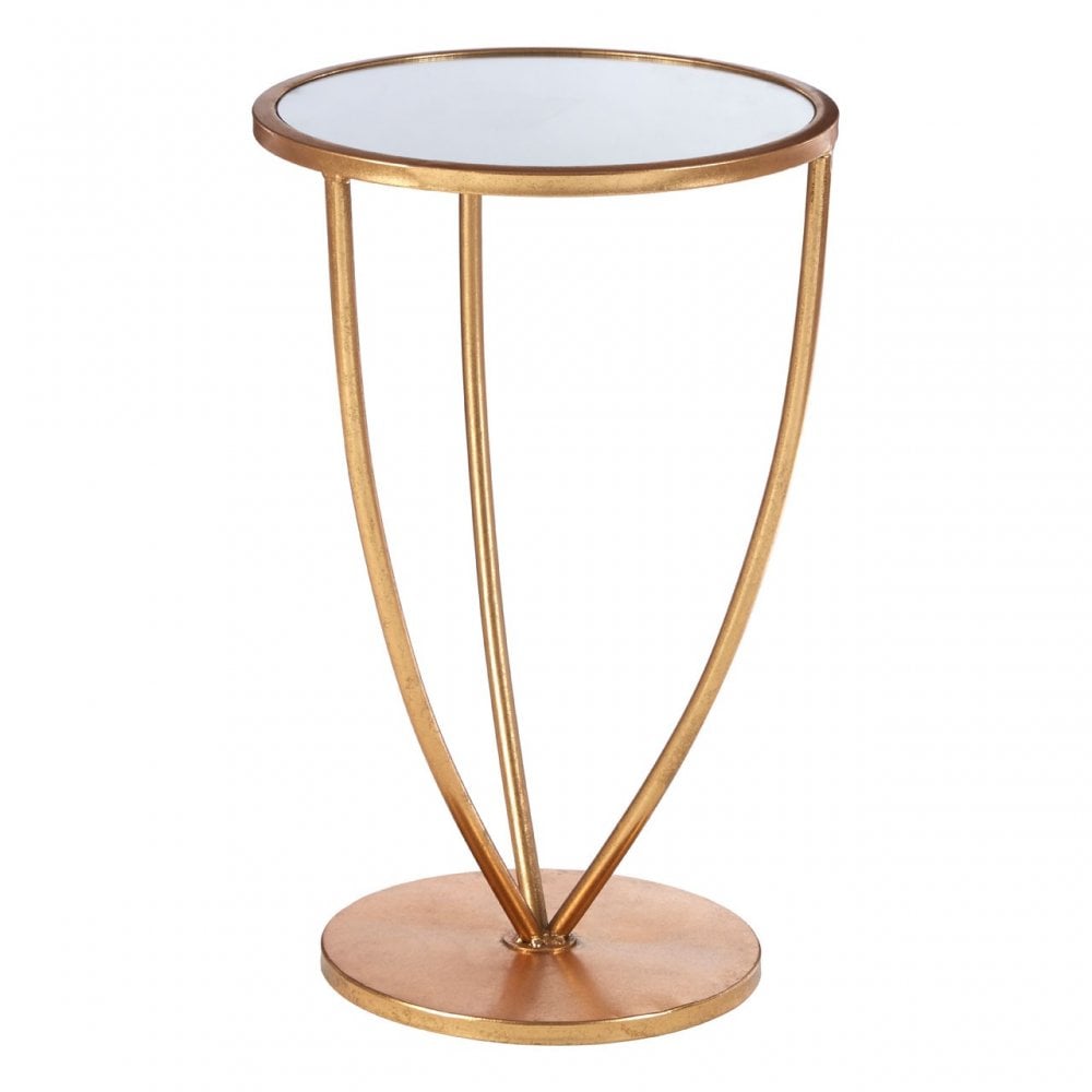 Marcia Mirror Top / Gold Frame Side Table, Glass, Gold