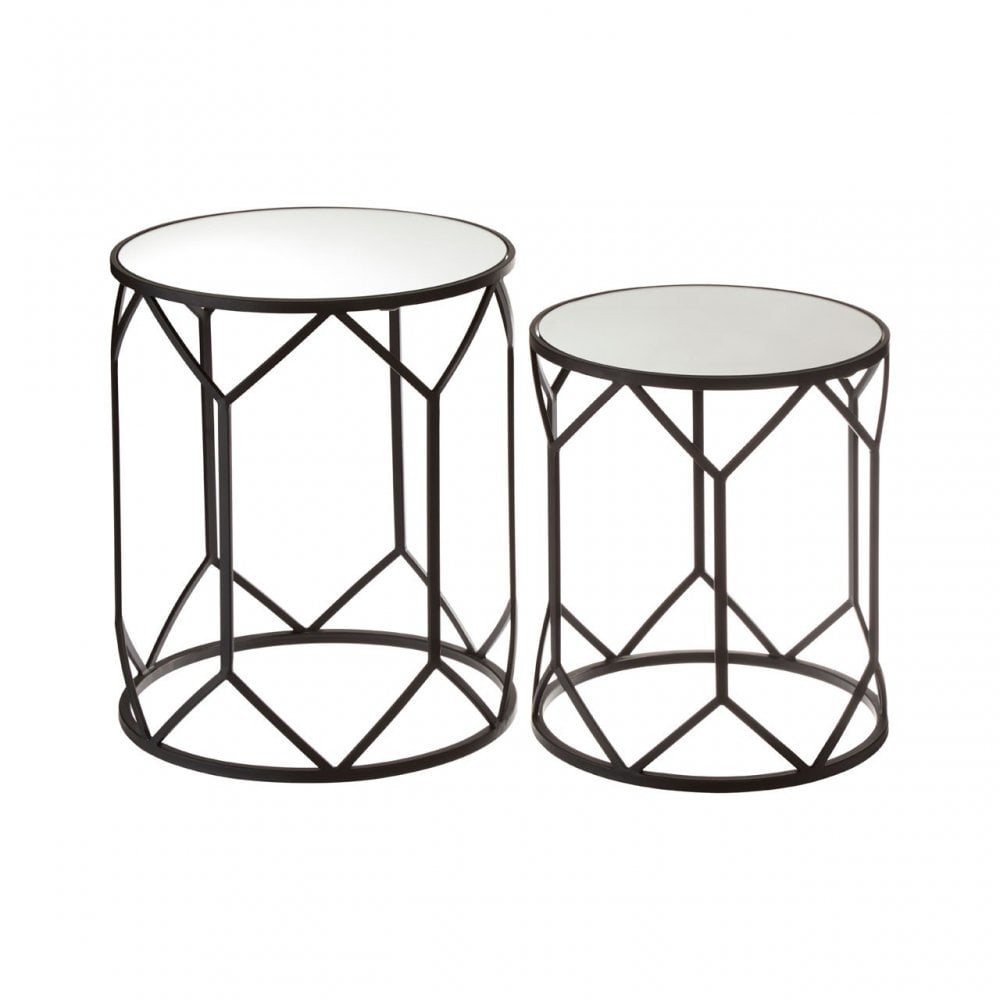 Anvil Mirror Top Tables, Iron, Mirrored Glass, Black