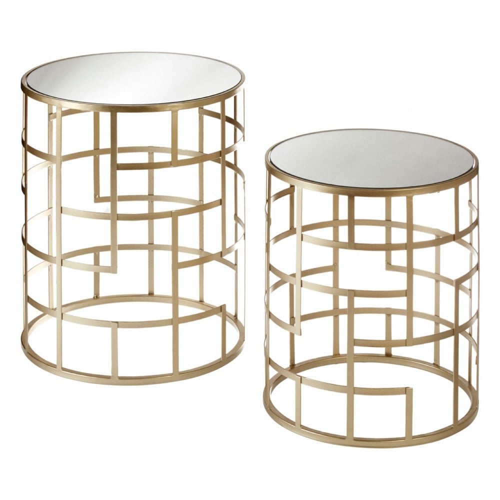 Anvil Mirror Top Tables, Iron, Mirrored Glass, Champagne