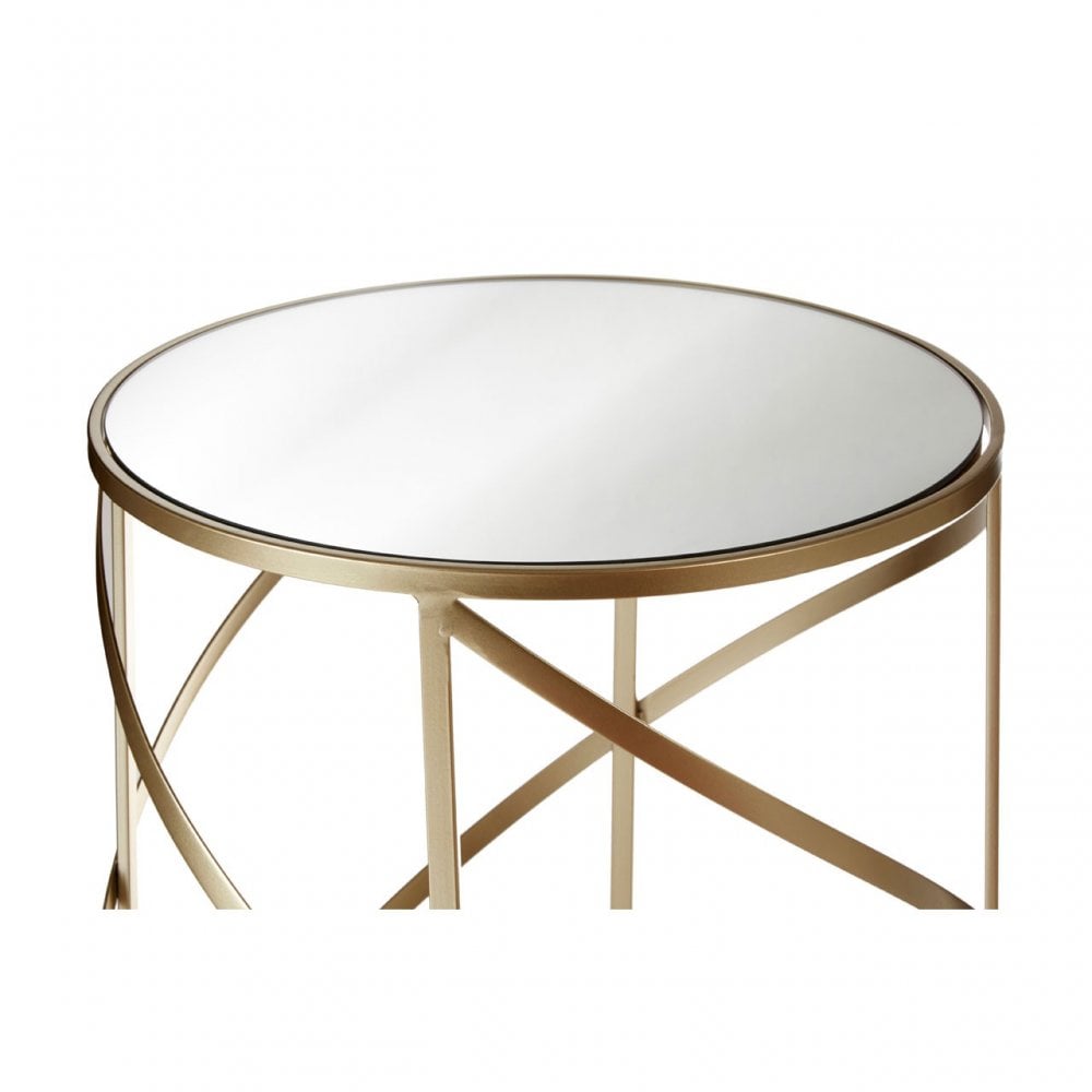 Anvil Mirror Top Tables, Iron, Mirrored Glass, Champagne
