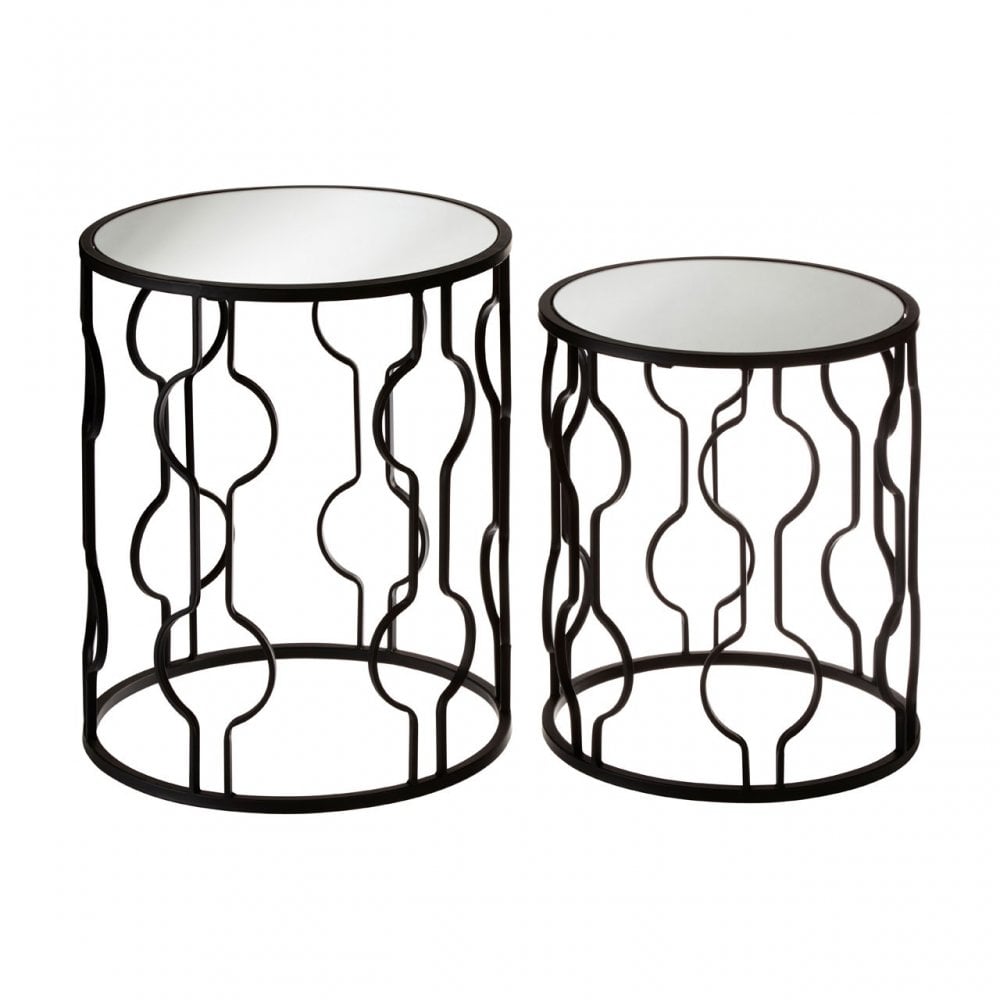 Anvil Mirror Top Tables, Iron, Mirrored Glass, Black