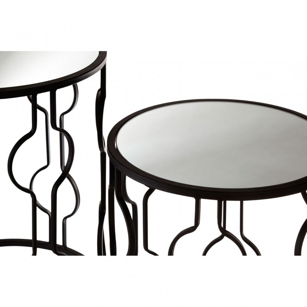 Anvil Mirror Top Tables, Iron, Mirrored Glass, Black