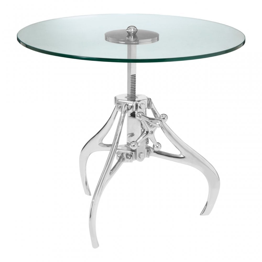 Maxi Crank Mechanism Metal / Glass Table, Aluminium, Glass, Silver