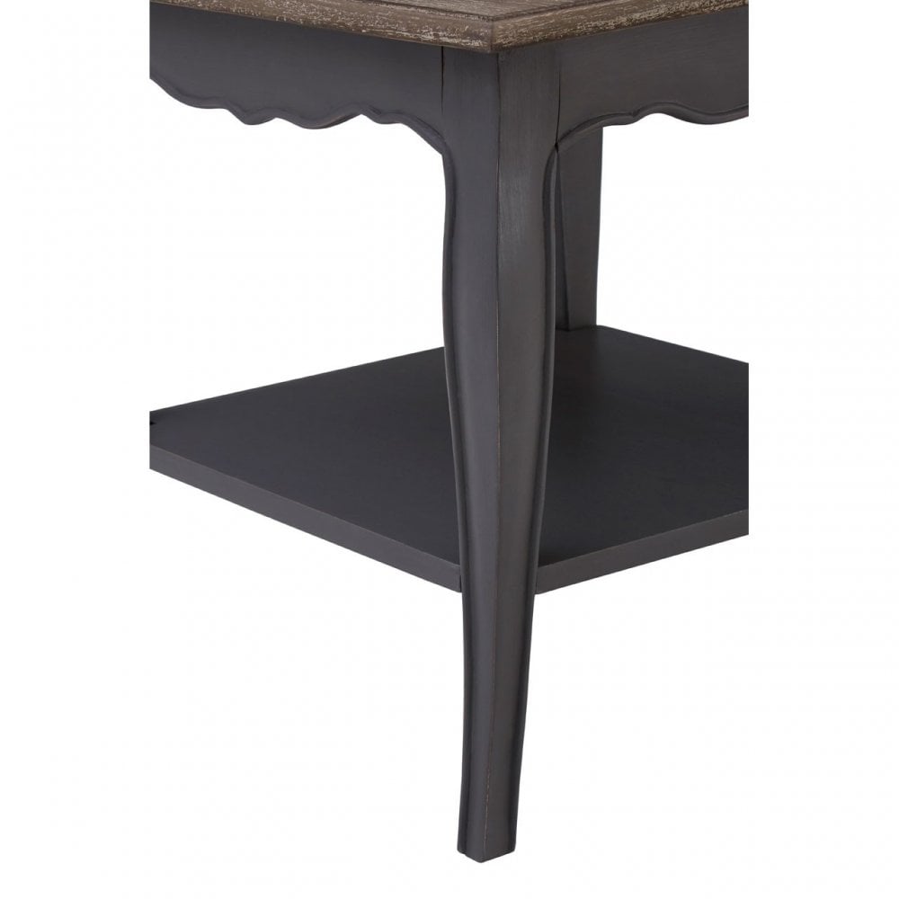 Charles Dark Grey Single Shelf Console Table, Bayur Wood, Oak Veneer, Grey