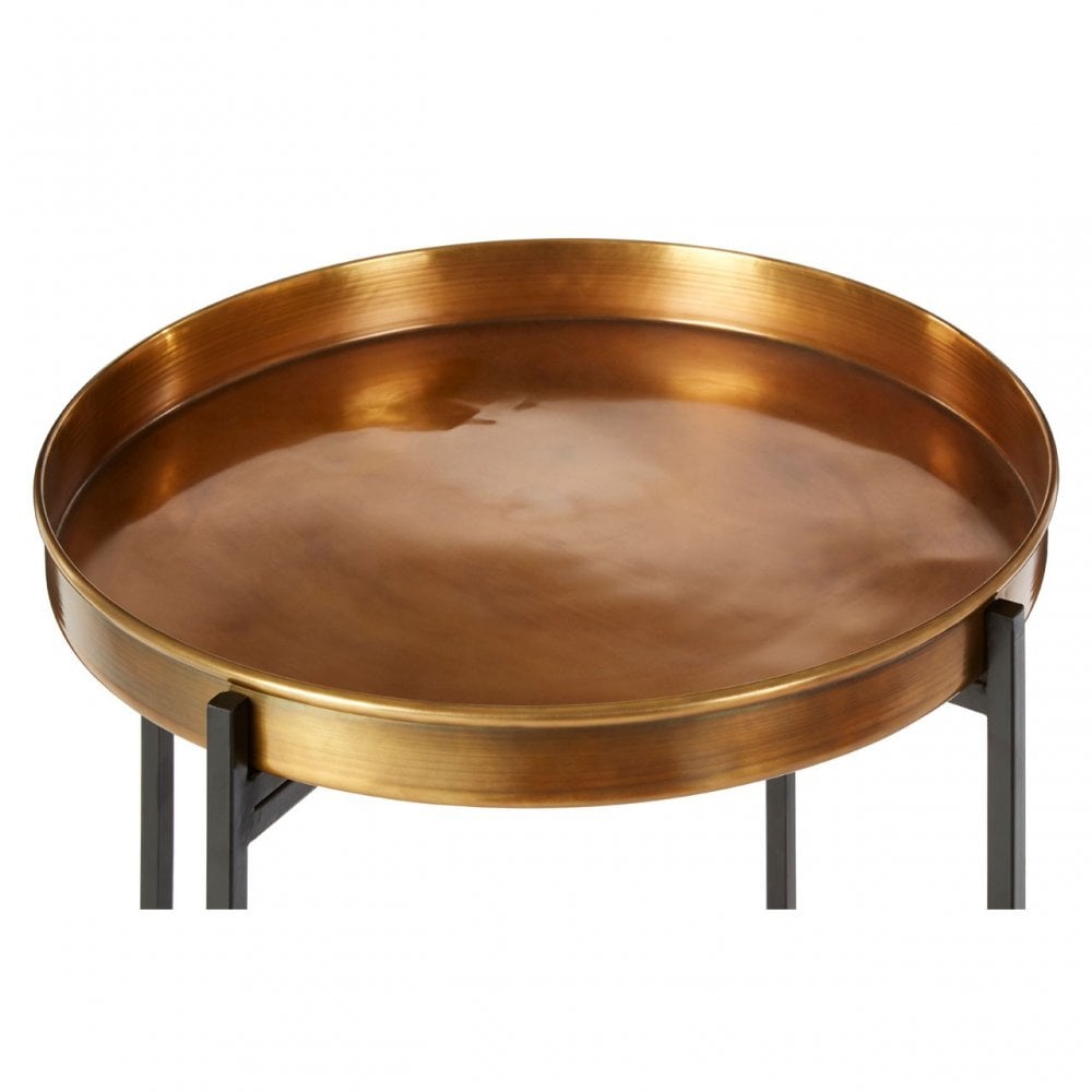 Hege Small Brass and Black Finish Side Table, Metal, Black