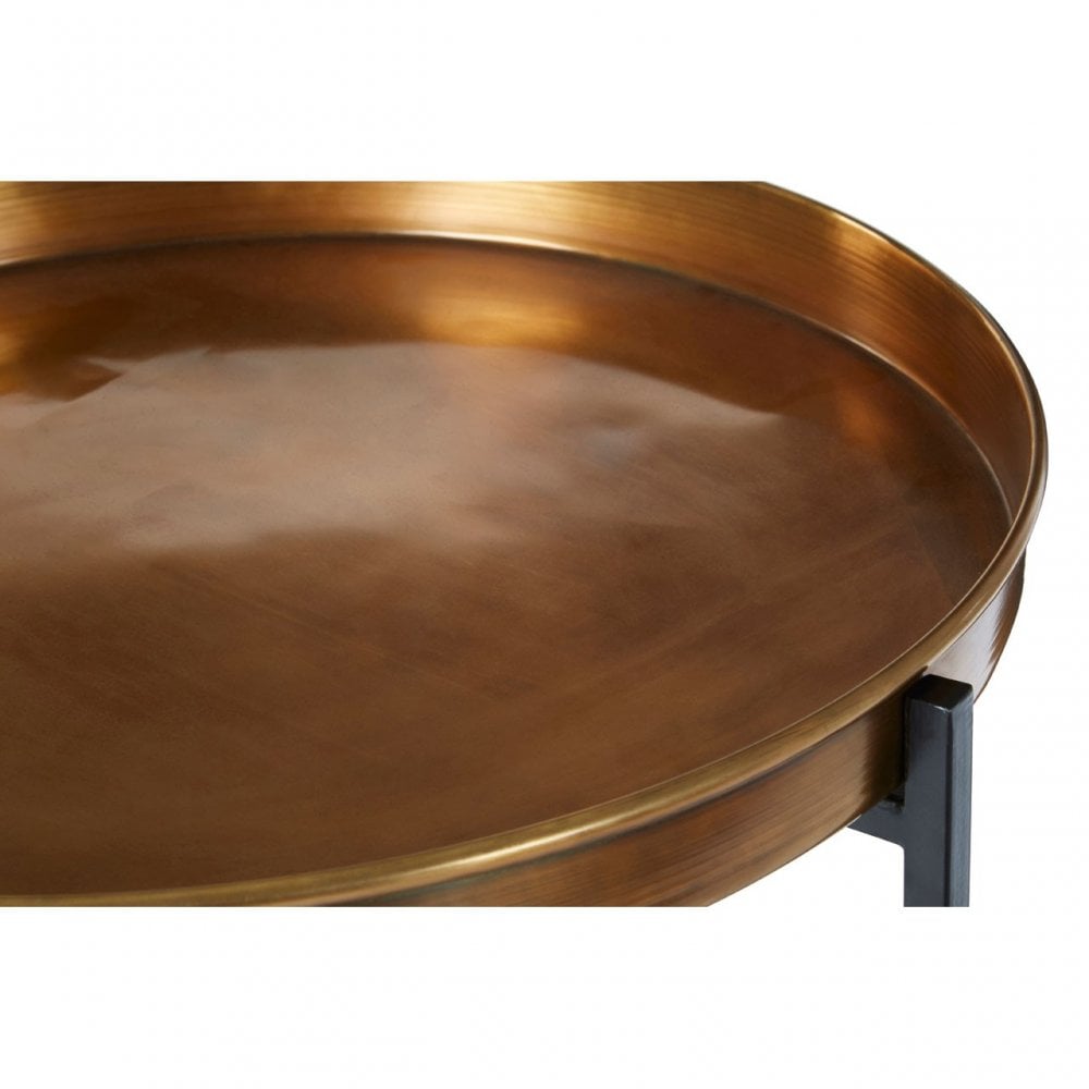 Hege Small Brass and Black Finish Side Table, Metal, Black