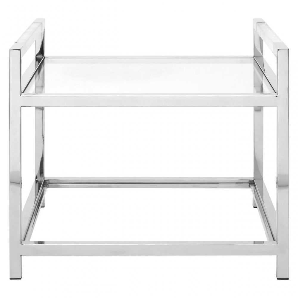 Chiqui End Table, Stainless Steel, Glass, Silver
