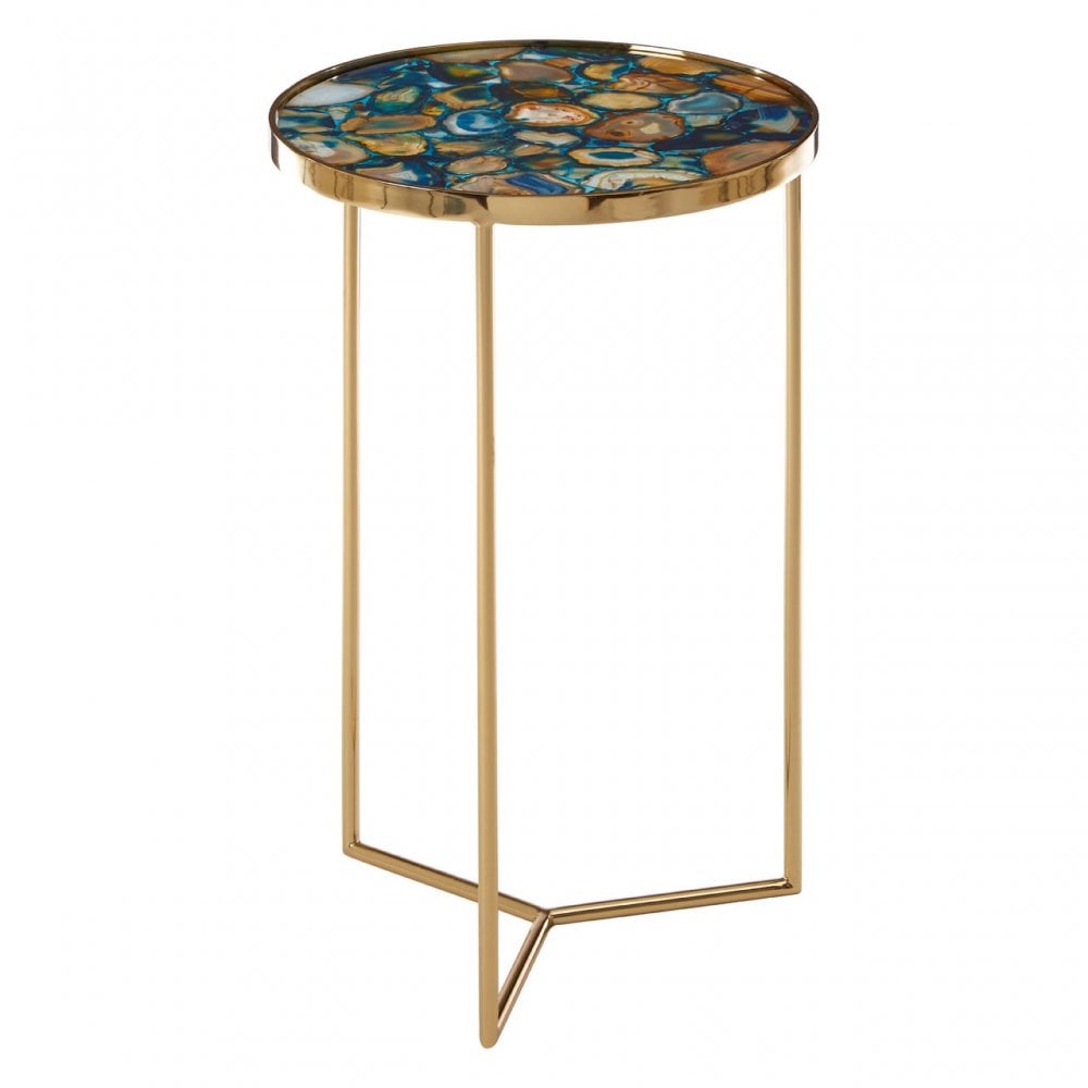 Vita Blue Agate Table, Steel, Blue