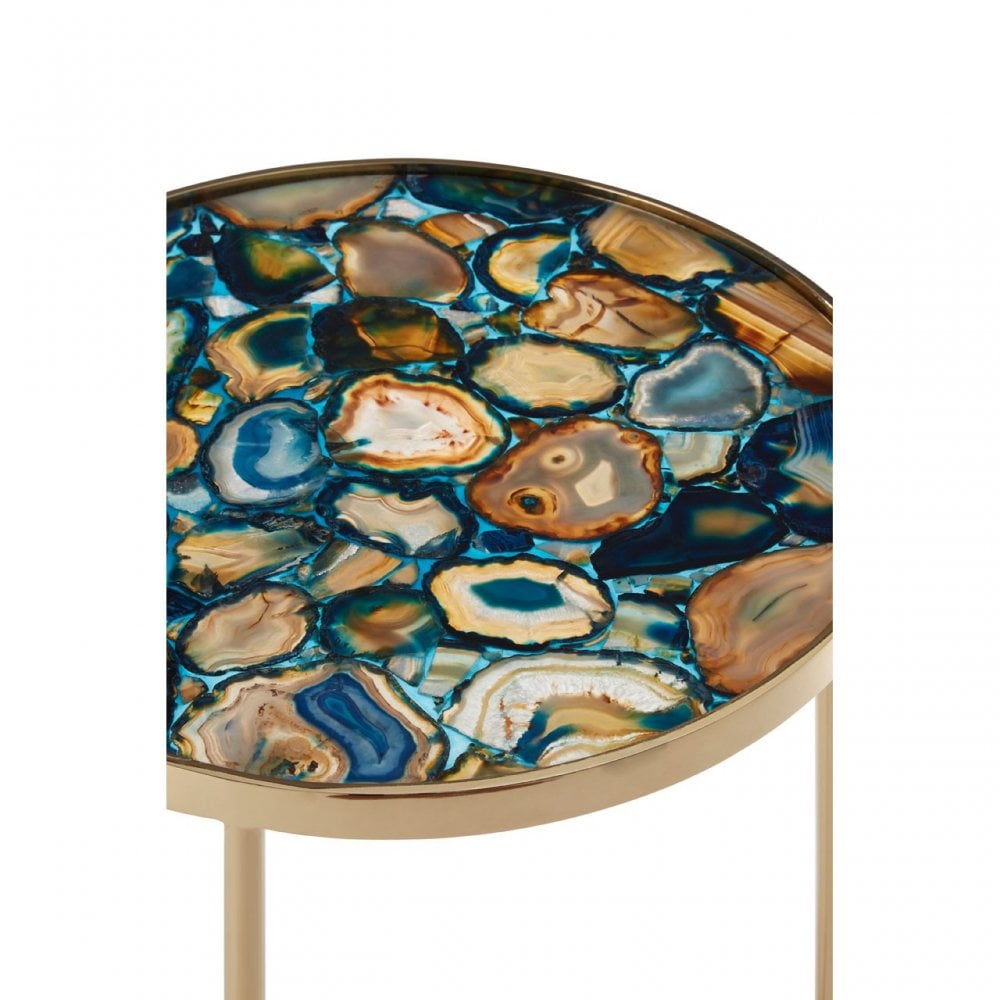 Vita Blue Agate Table, Steel, Blue