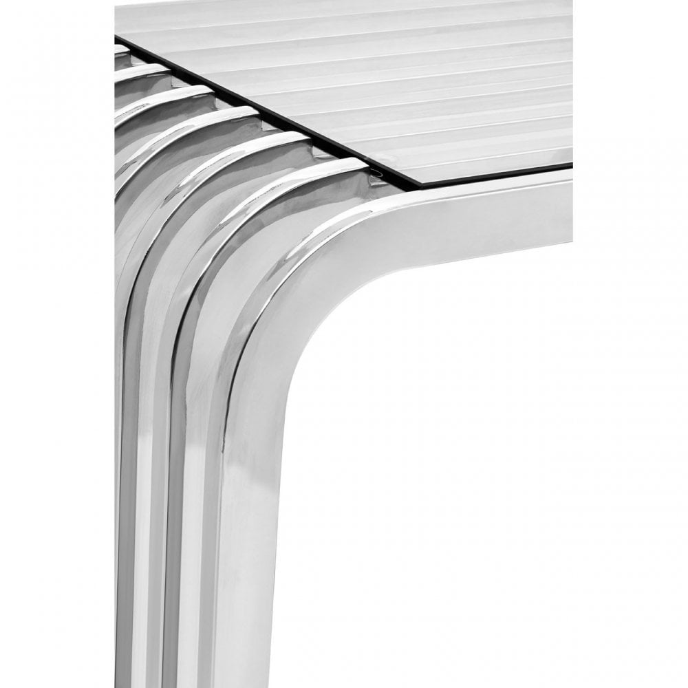 Chiqui Slatted End Table, Stainless Steel, Glass, Clear