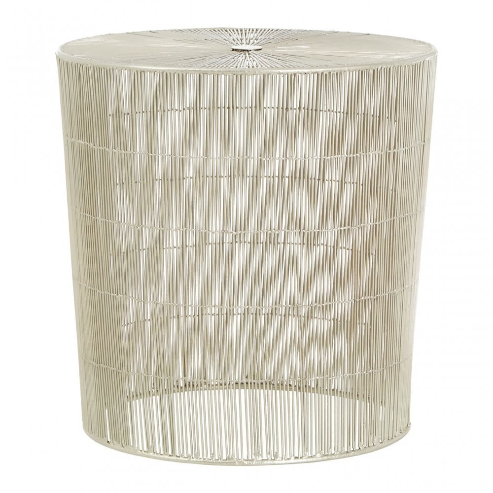 Hamish Cage-Shaped Large Round Table, Iron, Silver