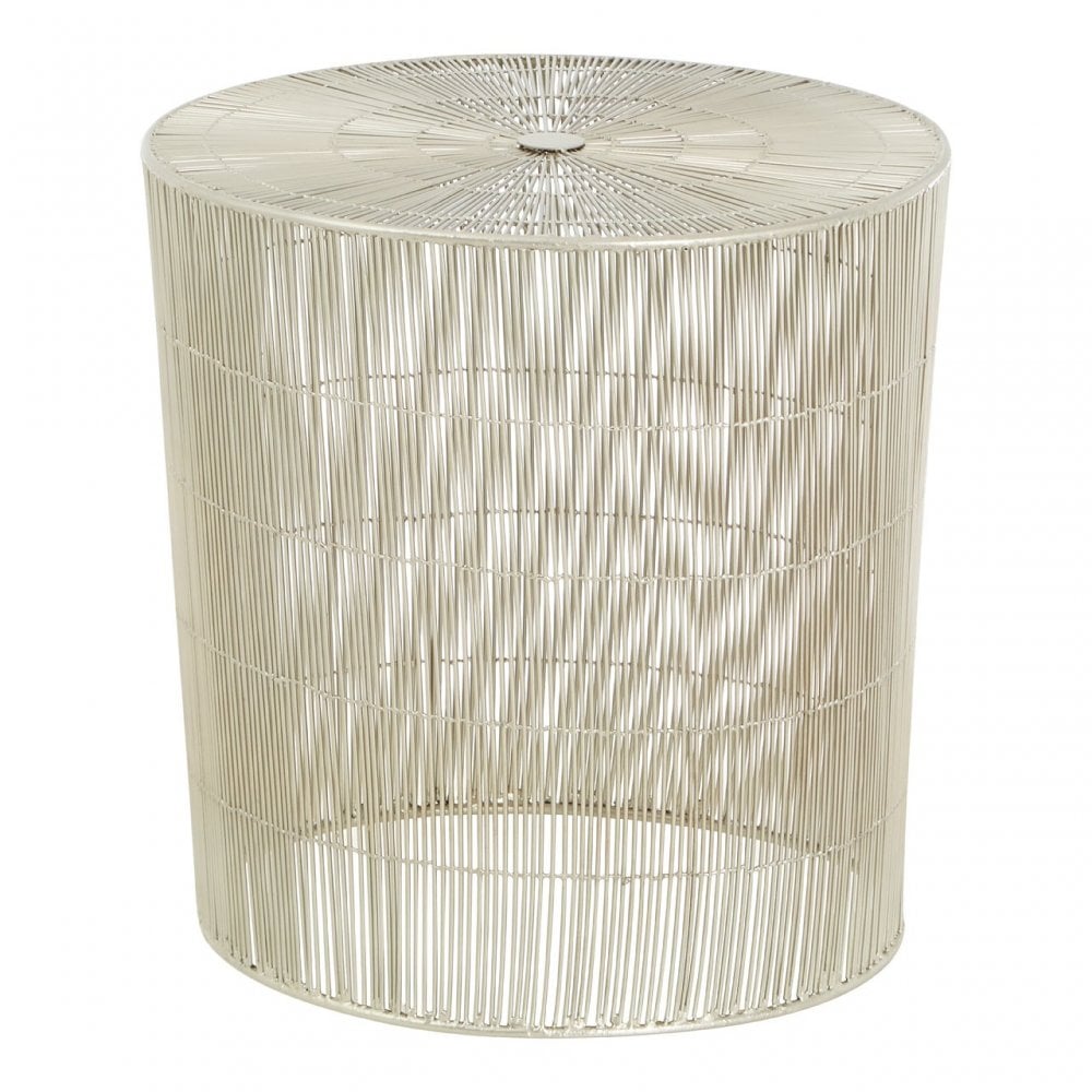 Hamish Cage-Shaped Large Round Table, Iron, Silver