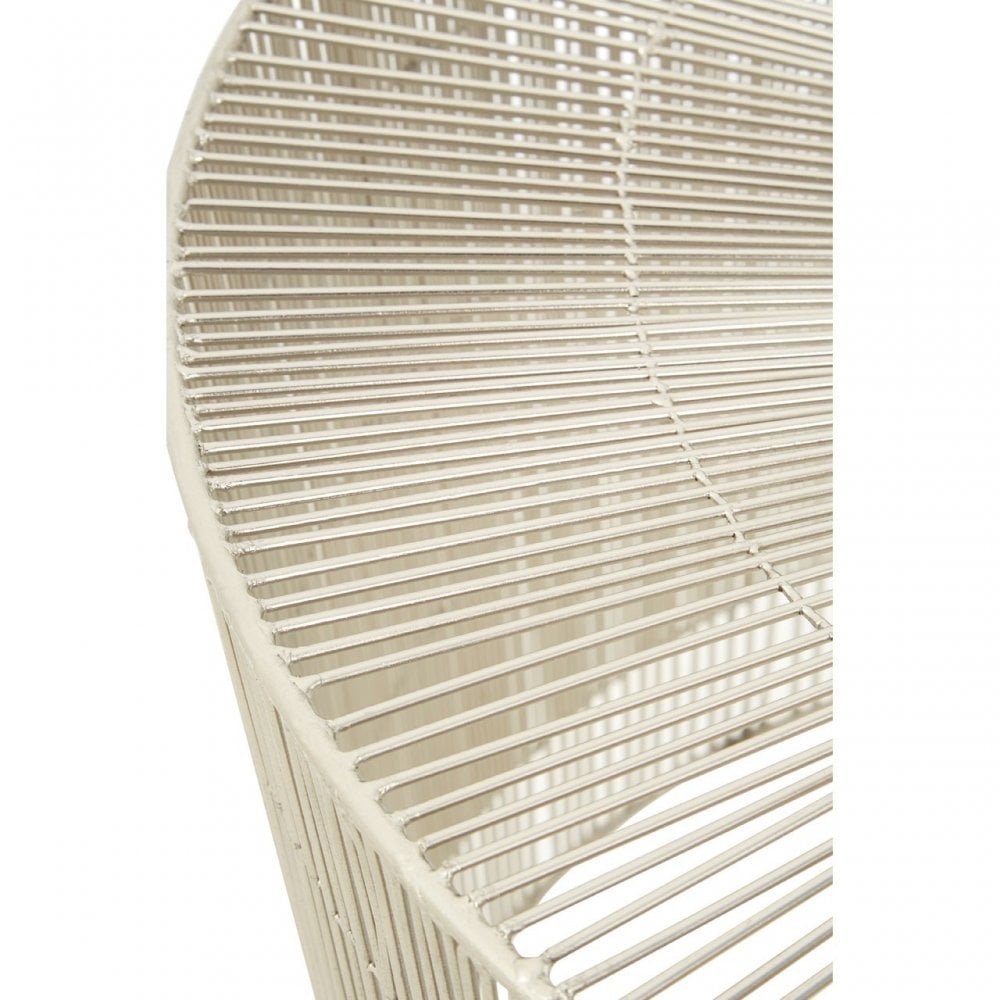 Hamish Cage-Shaped Small Round Table, Iron, Silver