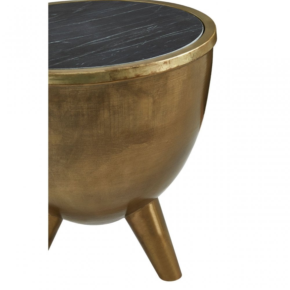 Crest Table Black Marble Top Table, Iron, Marble, Brass