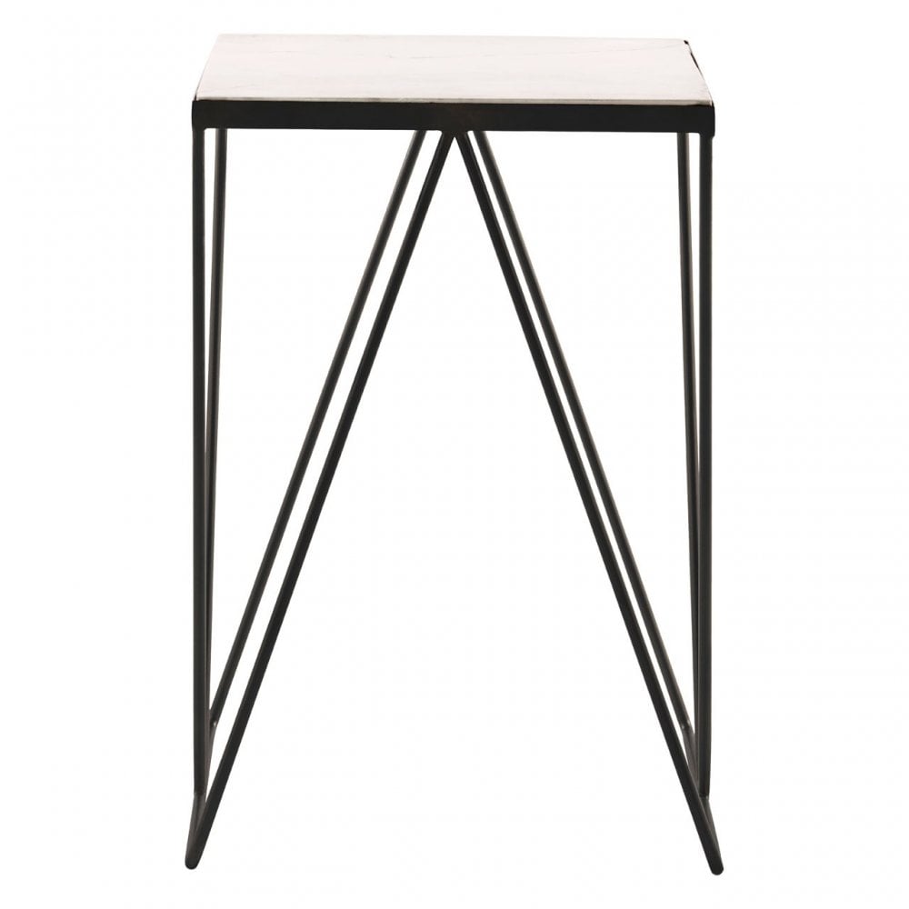 Gianna Side Table with Matte Black Legs, Marble, Iron, Natural