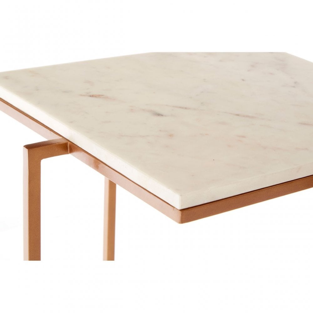Gianna Side Table with Gold Finish Legs, Marble, Iron, Natural