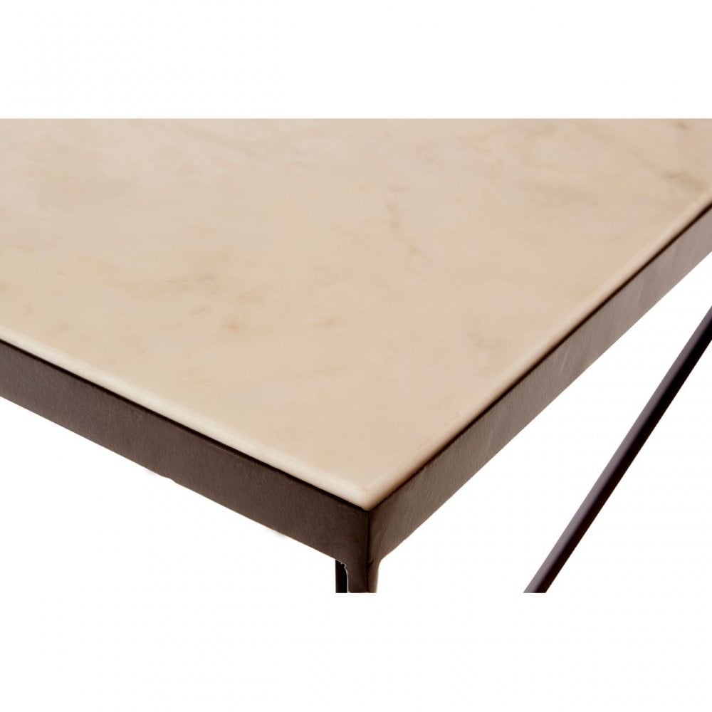 Gianna Trapezoid Side Table, Marble, Iron, Natural