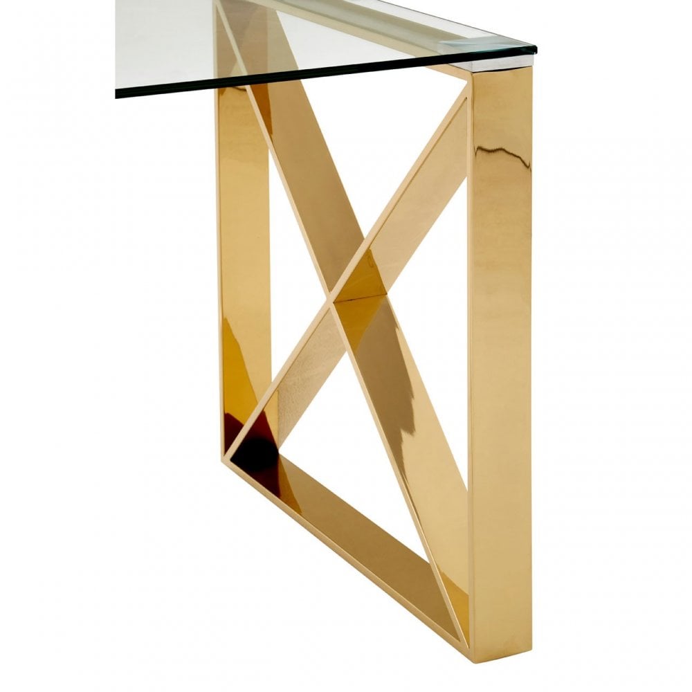 Enrich End Table, Stainless Steel, Glass, Gold