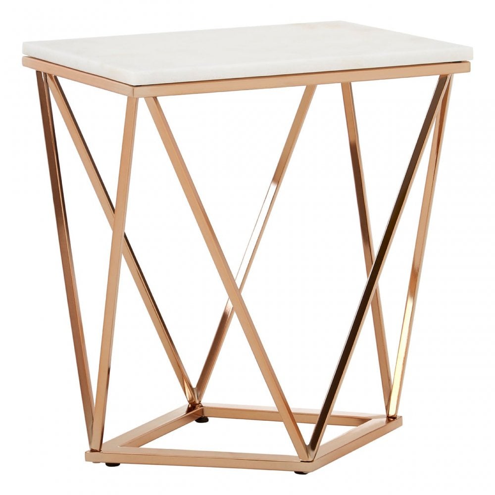 Enrich Rectangular Champagne End Table, Marble, Gold