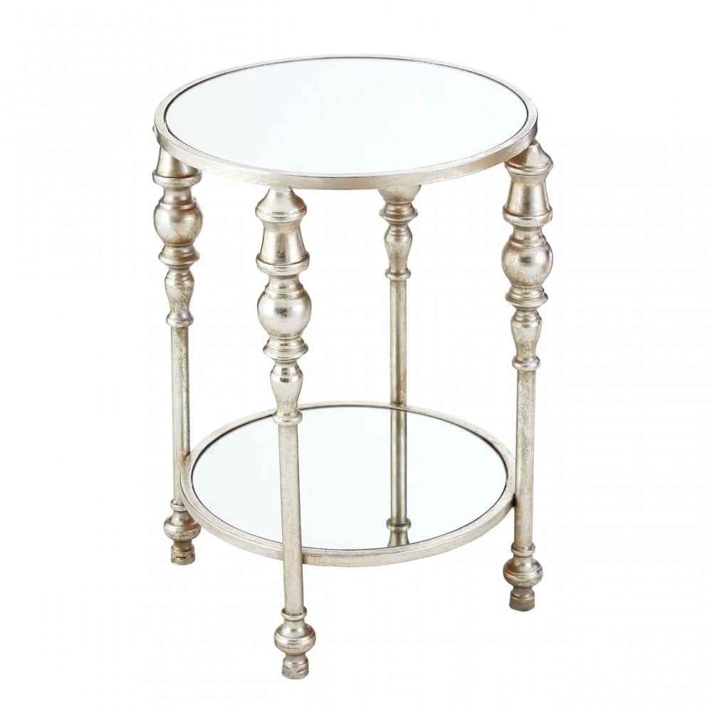 Marcia Two Tier Side Table, Glass, Silver