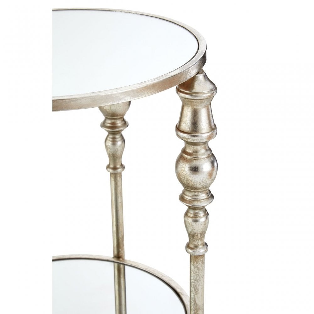 Marcia Two Tier Side Table, Glass, Silver