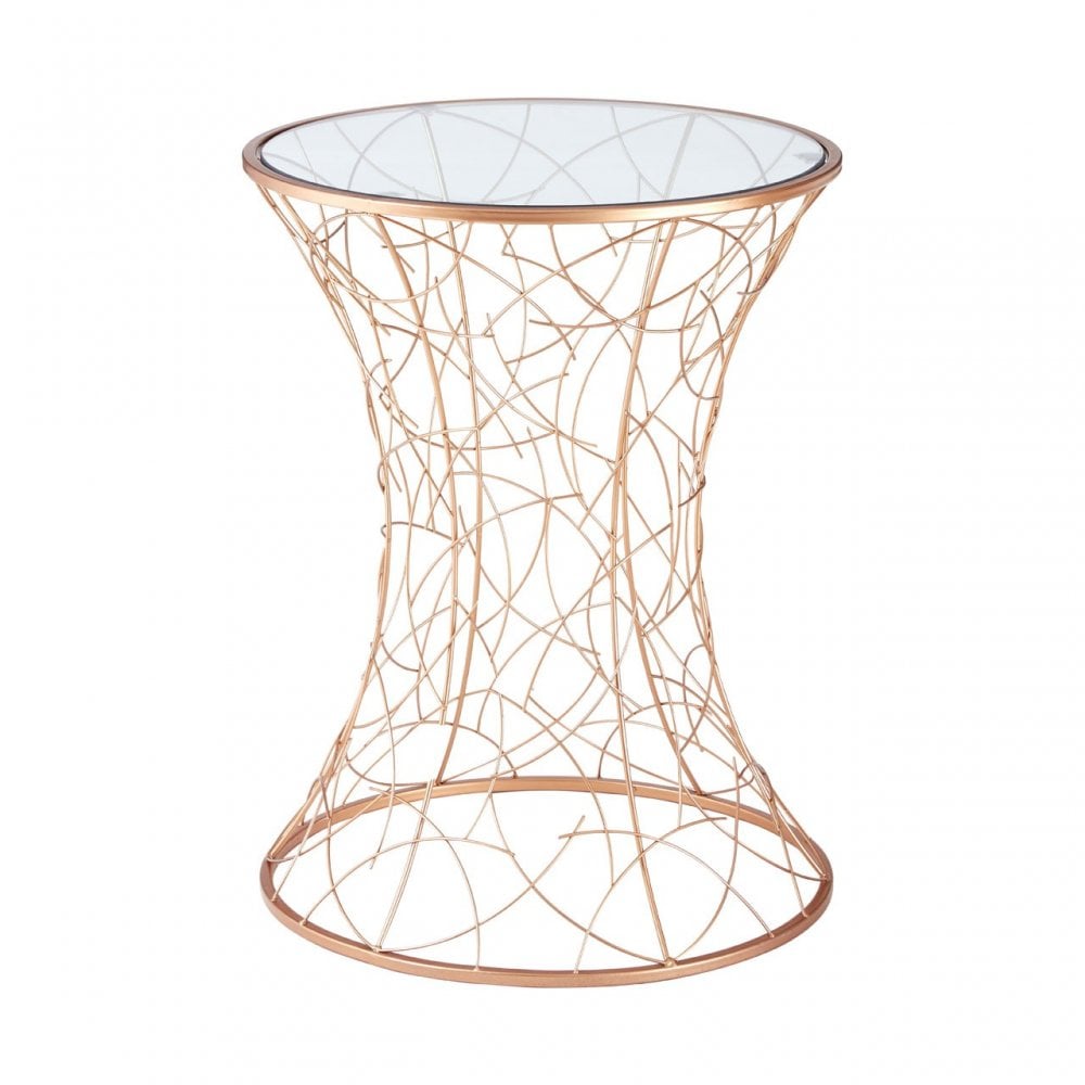 Lexa Concave Table, Iron, Glass, Gold