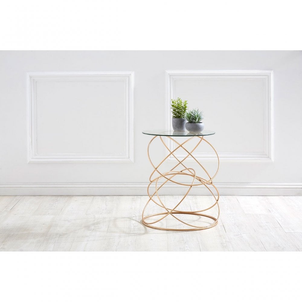 Lexa Circles Table, Iron, Tempered Glass, Gold