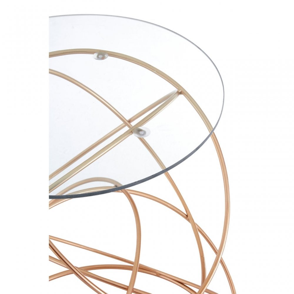 Lexa Circles Table, Iron, Tempered Glass, Gold
