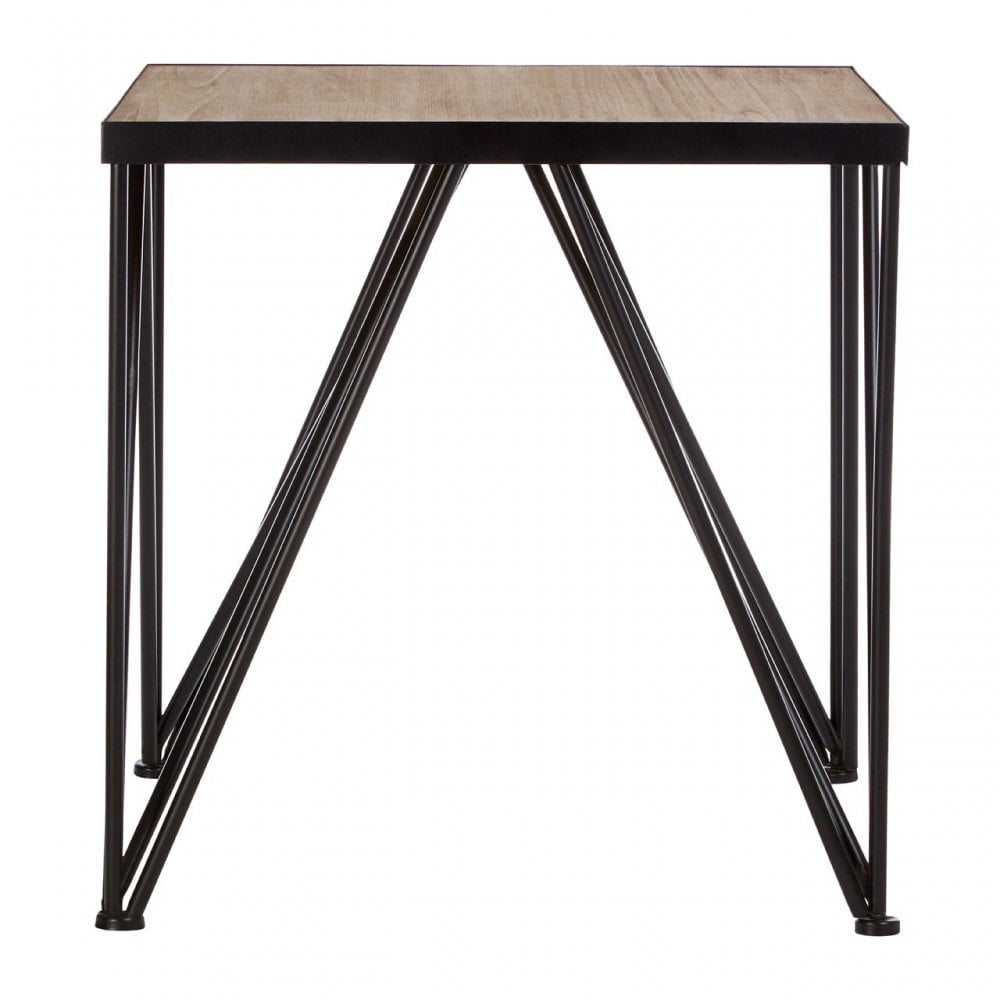 Ranch Foundry Style Square Side Table, Fir Wood, Natural