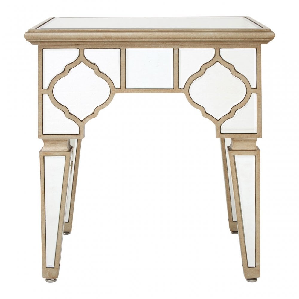 Medina Side Table, Wood, Mirrored Glass