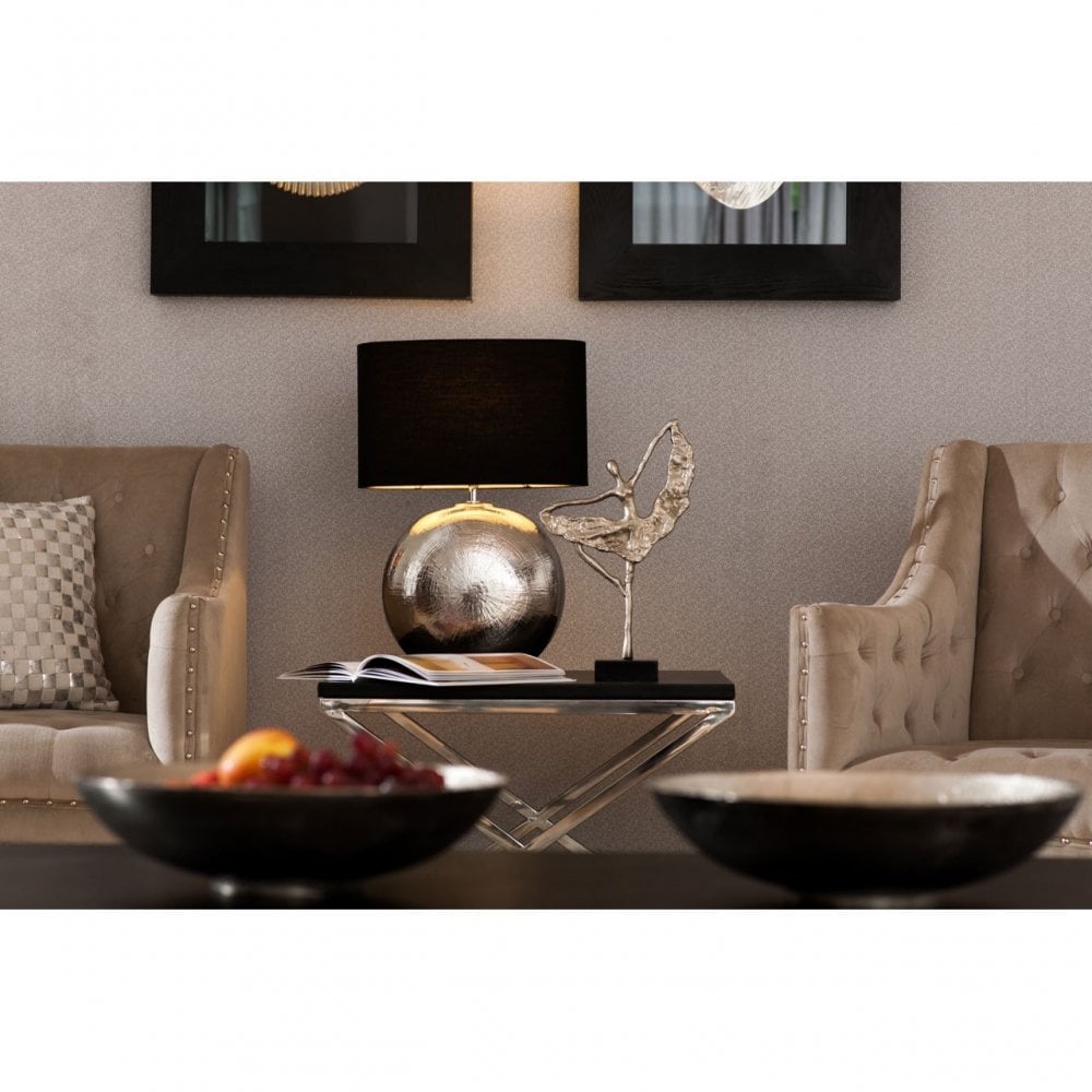 Tribute End Table, Leather, Stainless Steel, Black