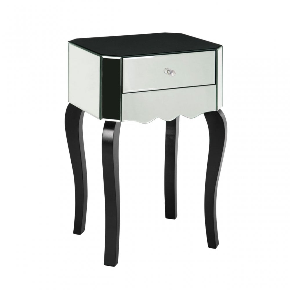 Orchid Side Table, Wood, Mirrored Glass