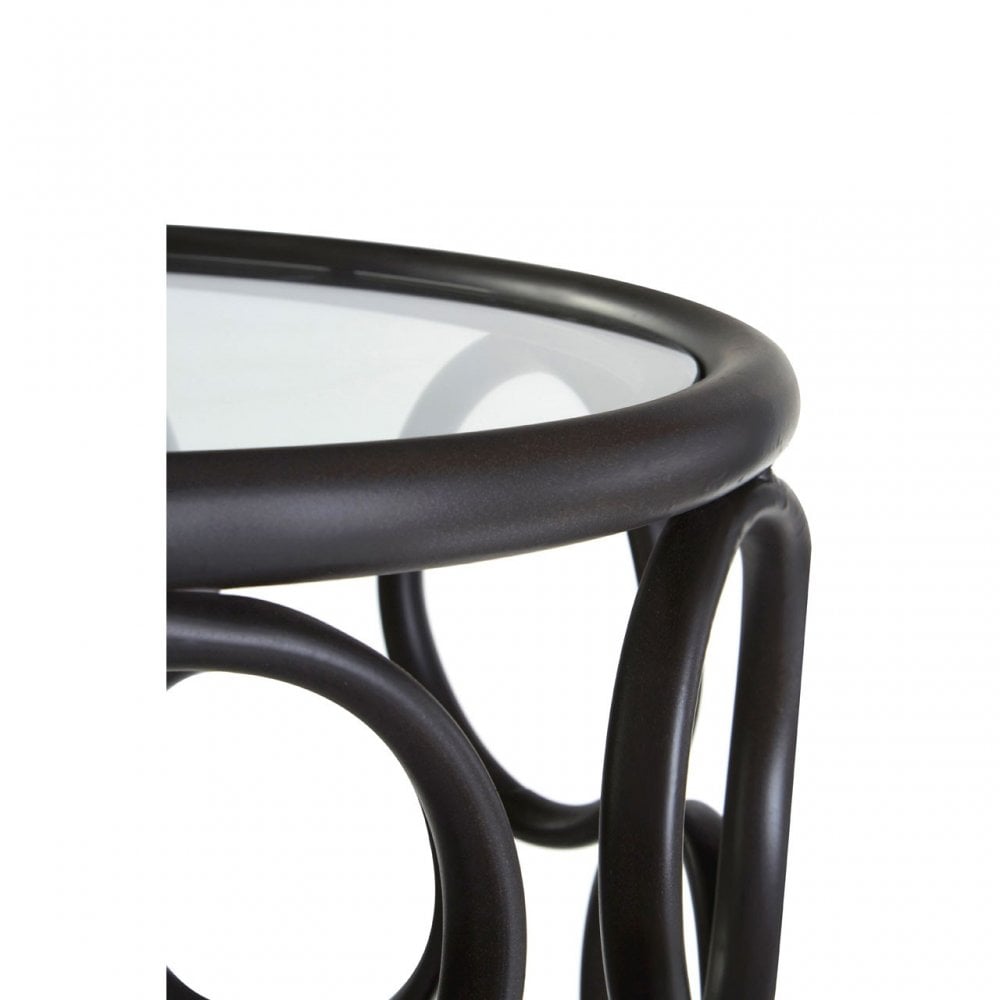 Antalya Round Side Table, Tempered Glass, Black